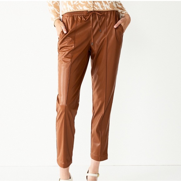 Nine West Pants - Nine West Mid-Rise Faux-Leather Pants - Size M (NWT)